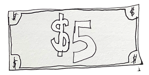 tip five dollars